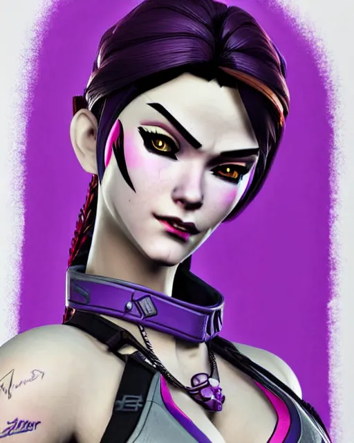 Image similar to widowmaker from overwatch, intricate details, highly detailed, in the style of gta 5 game cover art