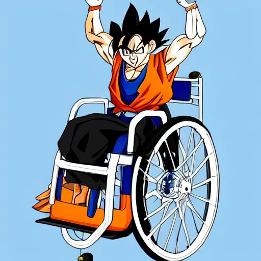 KREA - goku in a wheel chair power over 9000 disabled