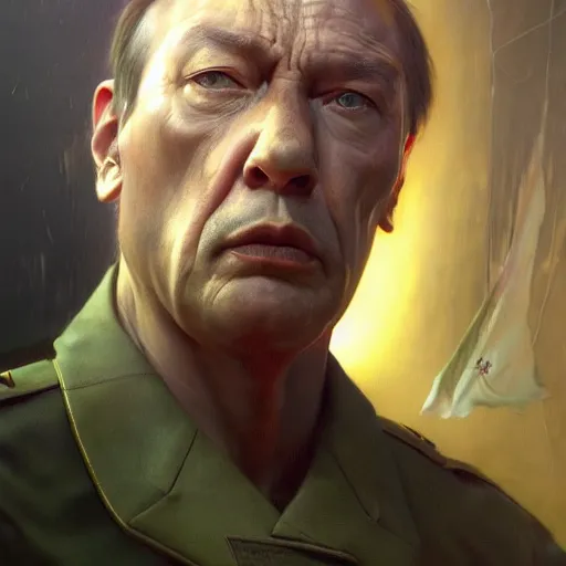 Image similar to a hyper - realistic character concept art portrait of a dictator, depth of field background, artstation, award - winning realistic sci - fi concept art by jim burns and greg rutkowski, beksinski, a realism masterpiece, james gilleard, bruegel, alphonse mucha, and yoshitaka amano.