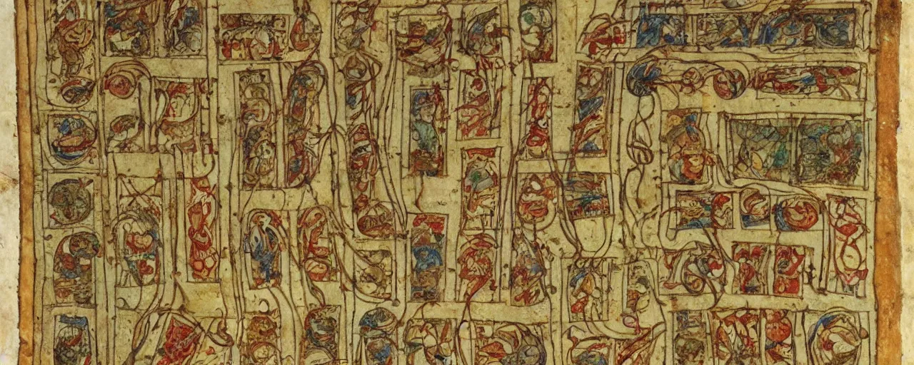 Image similar to ancient manuscripts detailing spaghetti, in the style of grolier codex, fine detail, kodachrome