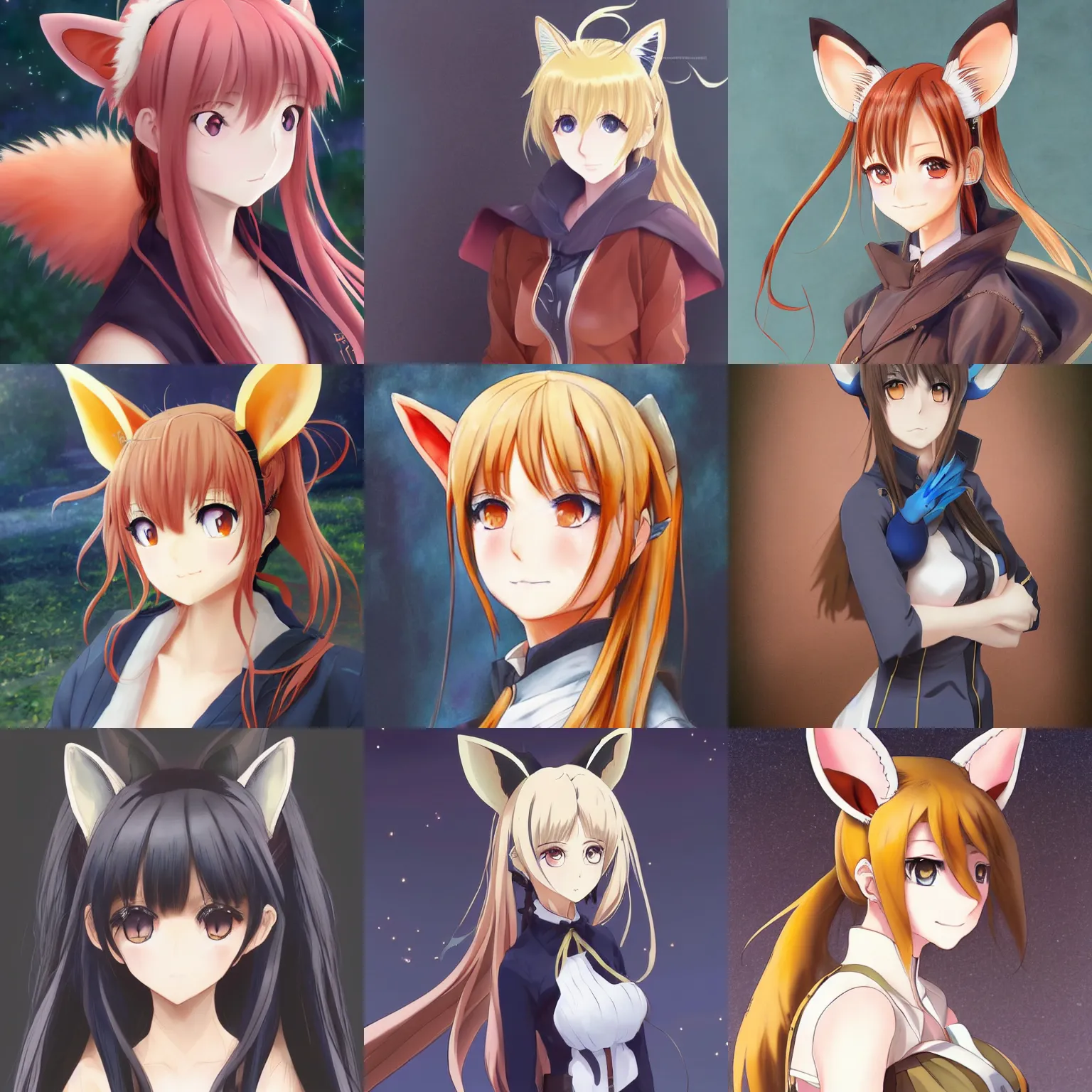 Prompt: A realistic anime portrait of a beautiful woman with fox ears, by Shinichirou Otsuka and Shingo Adachi, popular isekai anime, trending on artstation, pixiv,