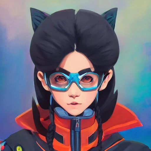 Prompt: Portrait painting Zeniba Ghibli wearing a jacket and a collar, as an Overwatch character, medium shot, asymmetrical, profile picture, Organic Painting, sunny day, Matte Painting, bold shapes, hard edges, street art, trending on artstation, by Huang Guangjian and Gil Elvgren and Sachin Teng