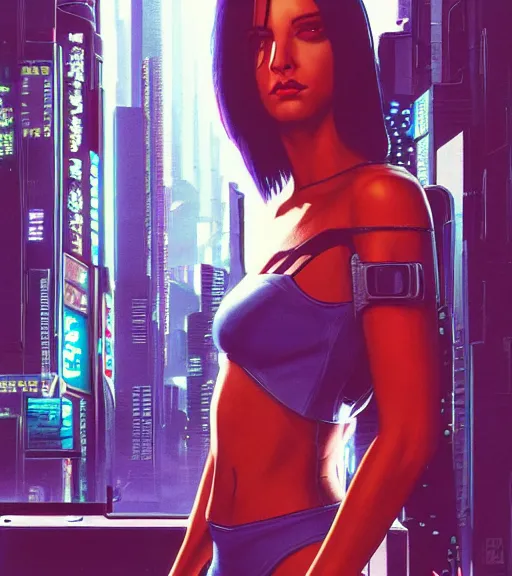 Image similar to a portrait of a cyberpunk person, Night City, cyberpunk 2077, very very coherent painting, 1979 OMNI Magazine Cover, street level neo-Tokyo in Cyberpunk 2077 style by Vincent Di Fate by mark arian by artgerm, 4k, 8k, HD, trending on artstation