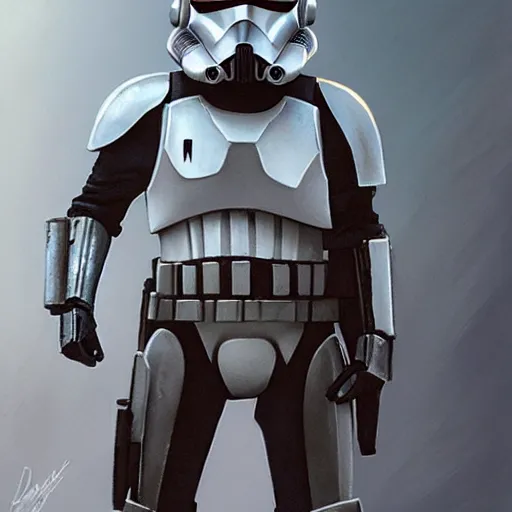 Image similar to an imperial stormtrooper walking, full body photography, extremely long shot, long shot, full-length, head-to-toe, concept art by Doug Chiang cinematic, realistic painting, high definition, concept art, the Mandalorian concept art style