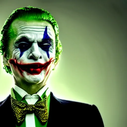 Image similar to stunning awe inspiring donald trump as the joker, movie still 8 k hdr atmospheric lighting