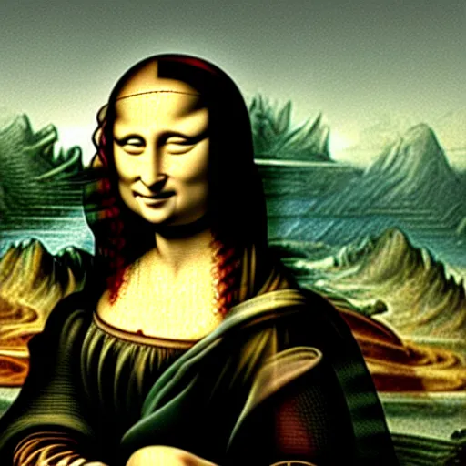Prompt: The Mona Lisa giving the middle finger.