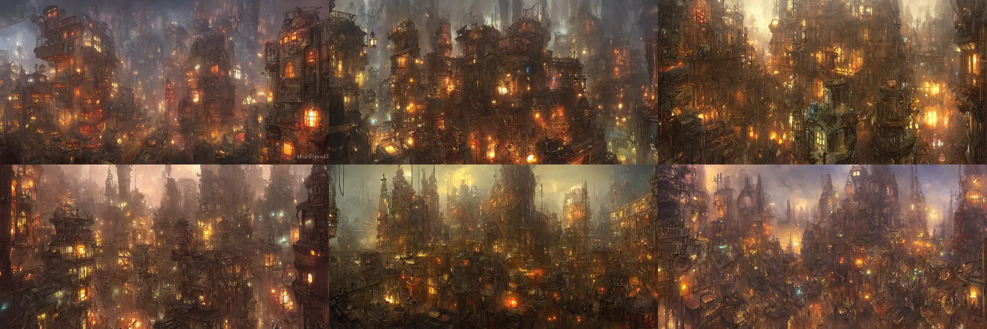 Prompt: Steampunk City by Marc Simonetti