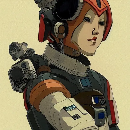 Image similar to a beautiful portrait of a space bounty hunter by Satoshi Kon trending on Artstation