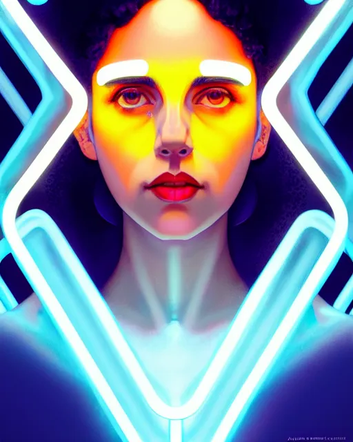 Prompt: symmetry portrait of poly styrene, neon plastic, glowing lights intricate, elegant, highly detailed, digital painting, artstation, concept art, smooth, sharp focus, illustration, art by artgerm and greg rutkowski and fra angelico and alphonse mucha