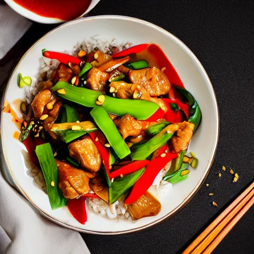 Image similar to thai sweet and sour pork stirfry, epic award - winning professional food photography