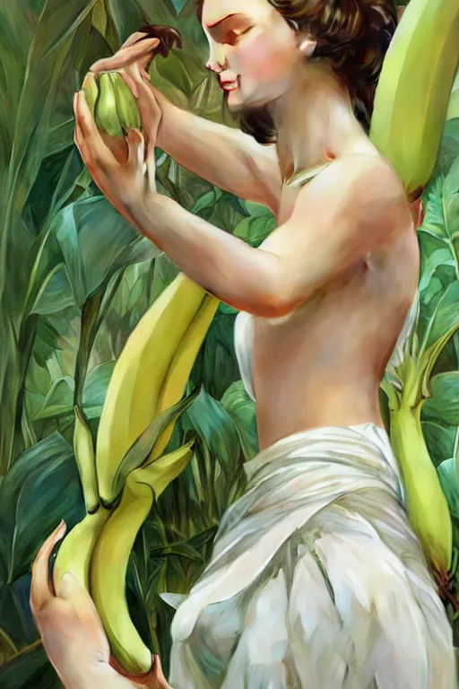 Image similar to ultra realistic illustration, banana plants, white background, elegant, highly detailed, digital painting, artstation, concept art, smooth, sharp focus, illustration, art by artgerm and greg rutkowski and alphonse mucha