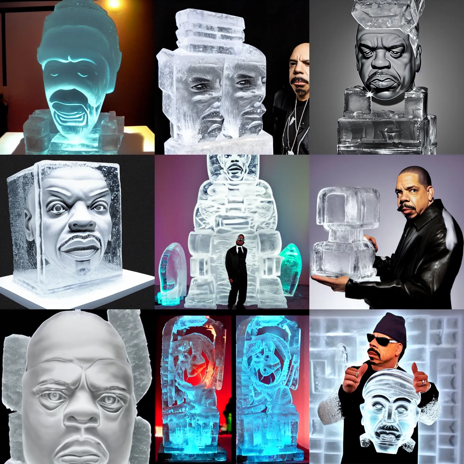 Prompt: ice - t as an ice sculpture