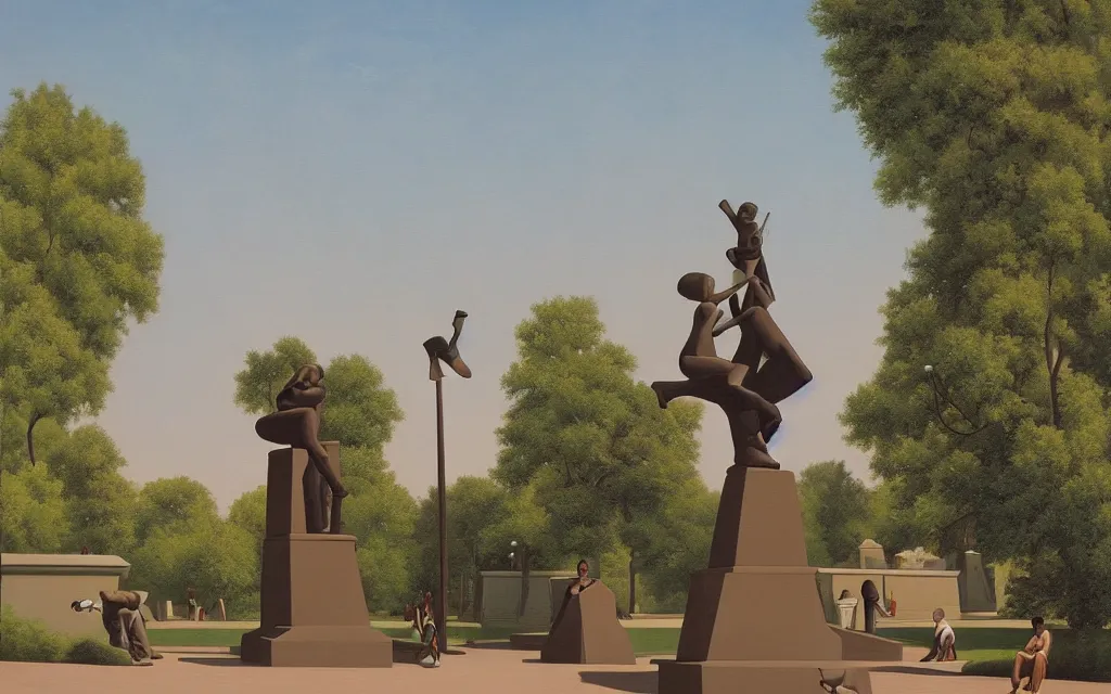 Image similar to the statue park in st. petersburg, by kenton nelson,