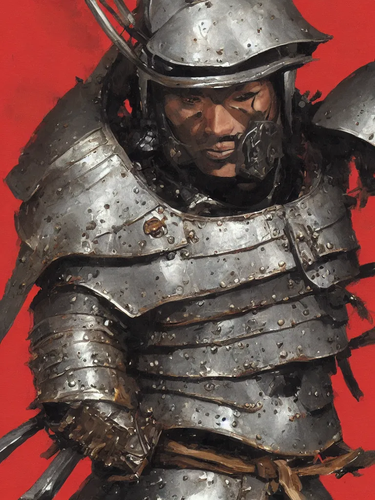 Image similar to close up of a samurai in full armor, by fiona staples, murata range, greg manchess