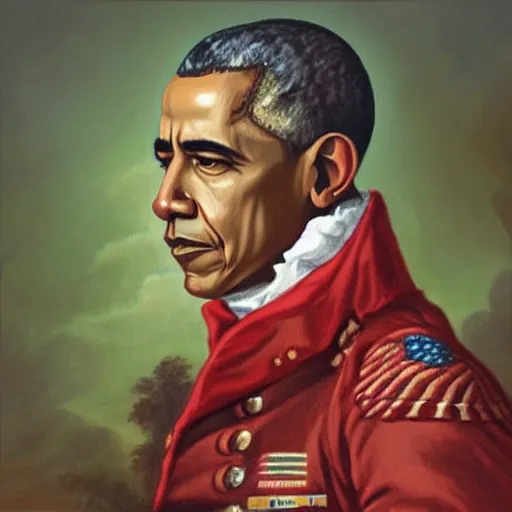 Image similar to “Barack Obama as 18th century United States army general, old painting”