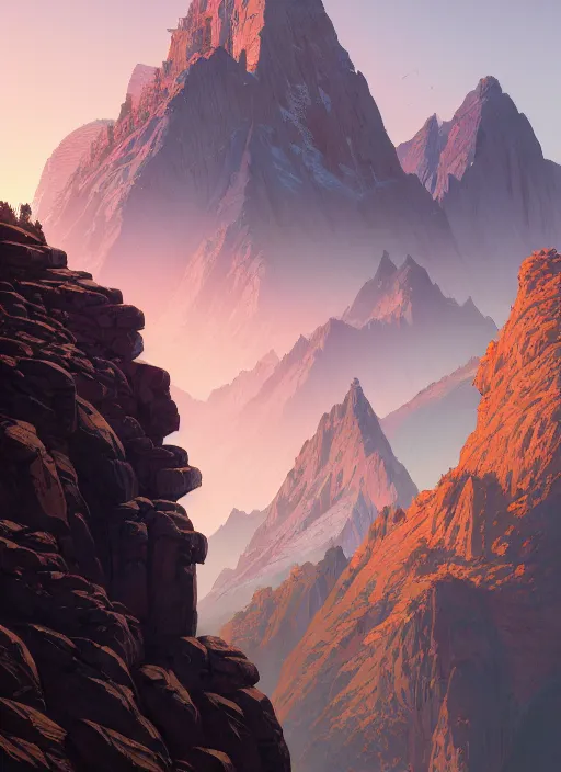 Image similar to highly detailed portrait mountain in gta v, stephen bliss, unreal engine, fantasy art by moebius greg rutkowski, loish, rhads, ferdinand knab, makoto shinkai and lois van baarle, ilya kuvshinov, rossdraws, tom bagshaw, global illumination, radiant light, detailed and intricate environment