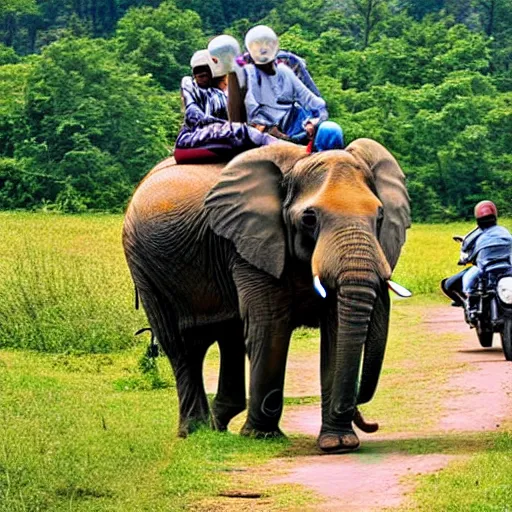 Image similar to elephant riding a motorcycle