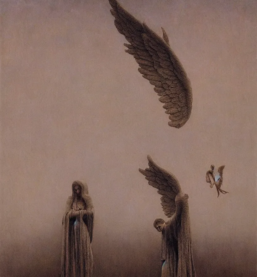 Image similar to Chiquito de la calzada with the wings of an angel, beksinski