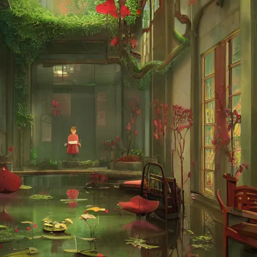 Prompt: secret world of arrietty, neo - noir, urban, matte painting, imagination