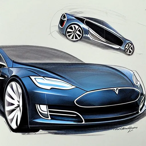 Prompt: tesla batmobil, transportation design sketch, trending, highly detailed, dynamic