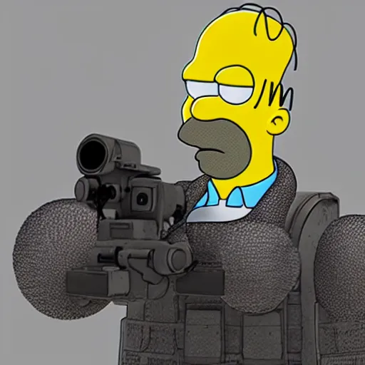 Prompt: homer simpson in call of duty, high quality, 3d render