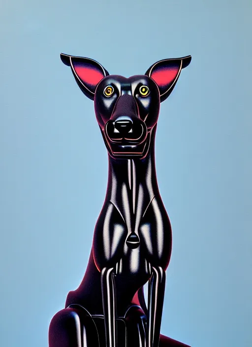 Prompt: greyhound dog statue by shusei nagaoka, kaws, david rudnick, airbrush on canvas, pastell colours, cell shaded, 8 k