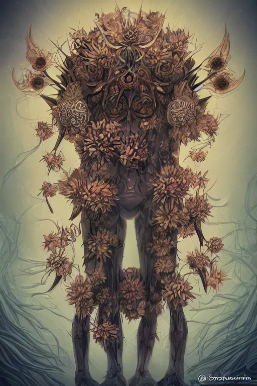 Image similar to a humanoid figure flower monster, symmetrical, digital art, sharp focus, trending on art station, anime