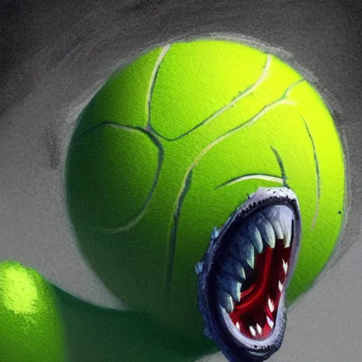 Image similar to a tennis ball monster, digital art, fantasy, magic, trending on artstation, ultra detailed, professional illustration by Basil Gogos