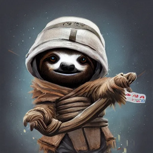 Image similar to a cute sloth dressed in a shinobi outfit, digital art by łukasz piskorz and patrick mcenvoy and michael komarck, intricate, highly detailed, artstation, concept art, smooth, sharp focus photo centered