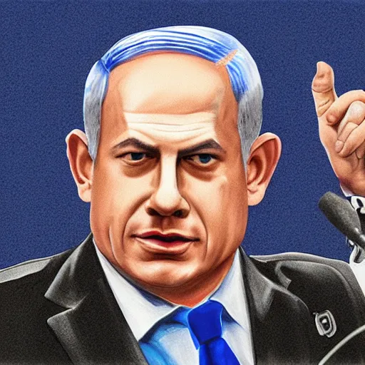 Prompt: a portrait of benjamin netanyahu melting