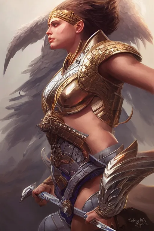 Image similar to amazon valkyrie athena, d & d, fantasy, portrait, highly detailed, headshot, digital painting, trending on artstation, concept art, sharp focus, illustration, art by artgerm and greg rutkowski and magali villeneuve