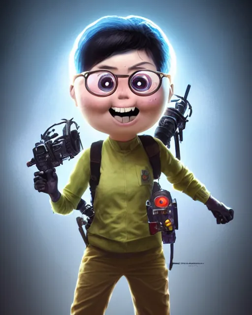 Prompt: an epic comic book style full body portrait painting of ghost busters bubble head, elegant, character design by Mark Ryden and Pixar and Hayao Miyazaki, unreal 5, DAZ, hyperrealistic, octane render, cosplay, RPG portrait, dynamic lighting, intricate detail, summer vibrancy, cinematic