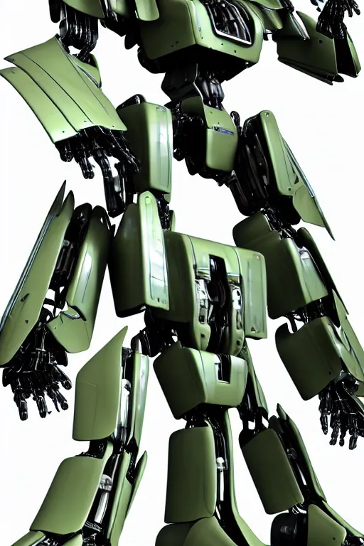 Prompt: transformer mecha humanoid car based on a olive green seat 1 2 7 car, pacific rim style, exploded view, ultra - detailed, scientific schematics, blueprint, hyperdetailed vector technical documents, callouts, archviz, legend, patent registry