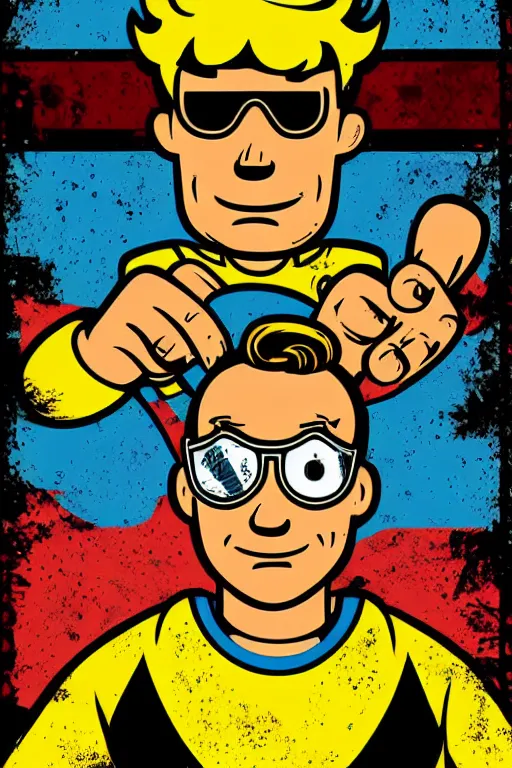 Image similar to fallout 7 6 retro futurist illustration art by butcher billy, sticker, colorful, illustration, highly detailed, simple, smooth and clean vector curves, no jagged lines, vector art, smooth andy warhol style