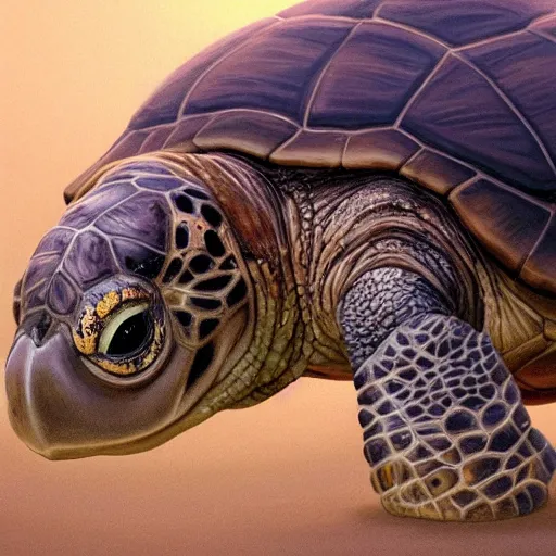 Image similar to zoomed in portrait of a hyper realistic mitch mcconnell as a turtle / tortoise, as an anthropomorphic turtle, painted by greg rutkowski, artgerm, beautiful lighting, masterpiece, epic, 4 k