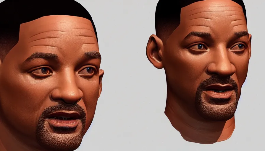 Image similar to hand painted bust of will smith, white background, hyperdetailed, artstation, cgsociety, 8 k