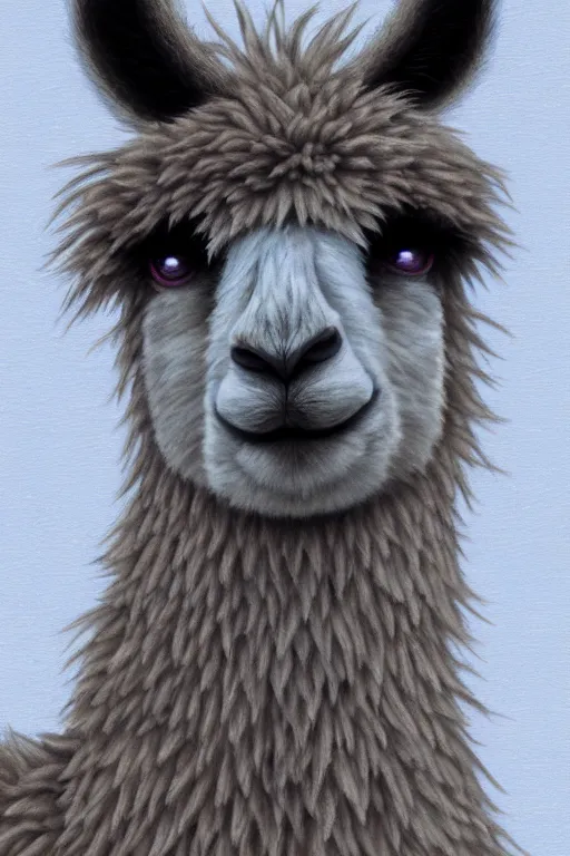 Image similar to Highly detailed wild fluffy llama portrait, studio Ghibli, Makoto Shinkai,