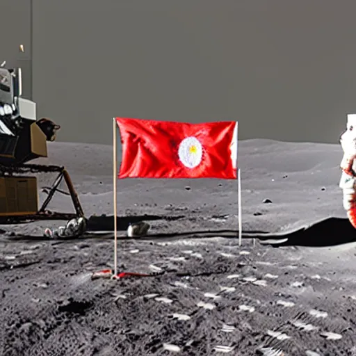 Prompt: indonesian flag on moon