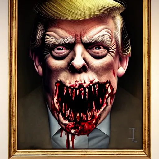 Prompt: portrait of donald j. trump as a zombie looking at camera, 7 days to die zombie, fine art, soft light from the side, award winning, subtle earthy tones, intricate, elegant, sharp focus, cinematic lighting, digital painting, 8 k concept art, art by michael hussar, art by brom, art by z. w. gu, 8 k