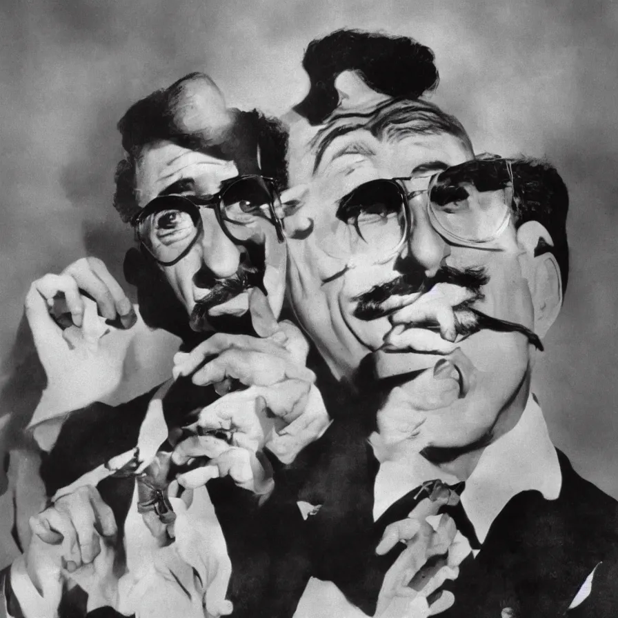 Image similar to advertisement featuring groucho marx on a tin of loose leaf tea