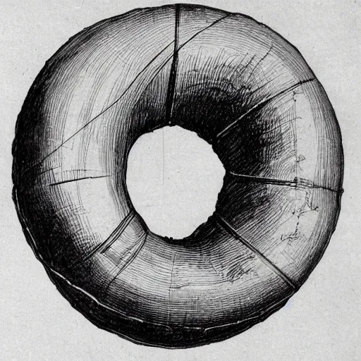 Prompt: anatomical sketch of a doughnut by leonardo da vinci