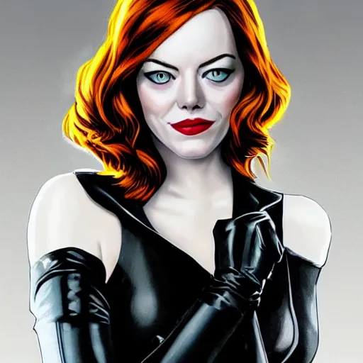 Image similar to A portrait of Emma Stone as Catwoman