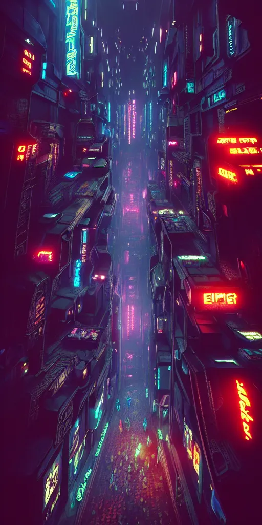 Image similar to epic cyberpunk arcade city : : blade runner, james guilleard, beeple, laurie greasley, dan mcpharlin : : ornate, dynamic, particulate, rich colors, intricate, elegant, highly detailed, centered, artstation, smooth, sharp focus, octane render, 3 d