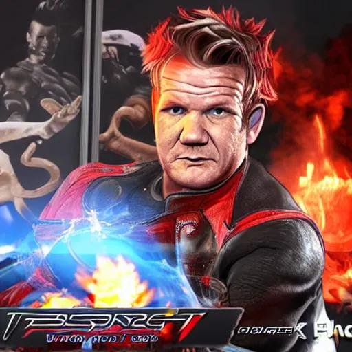 Image similar to gordon ramsay in tekken 7, gameplay, fighting game,