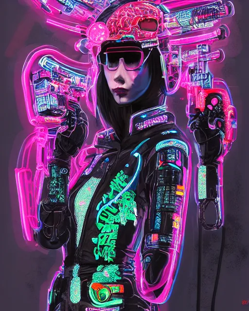 Image similar to detailed portrait Neon Operator Girl, cyberpunk futuristic neon, reflective catsuit, decorated with traditional Japanese ornaments by Ismail inceoglu dragan bibin hans thoma !dream detailed portrait Neon Operator Girl, cyberpunk futuristic neon, reflective puffy coat, decorated with traditional Japanese ornaments by Ismail inceoglu dragan bibin hans thoma greg rutkowski Alexandros Pyromallis Nekro Rene Maritte Illustrated, Perfect face, fine details, realistic shaded, fine-face, pretty face