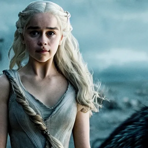 Image similar to Daenerys the Stormborn in the role of hermione granger in Harry potter movie