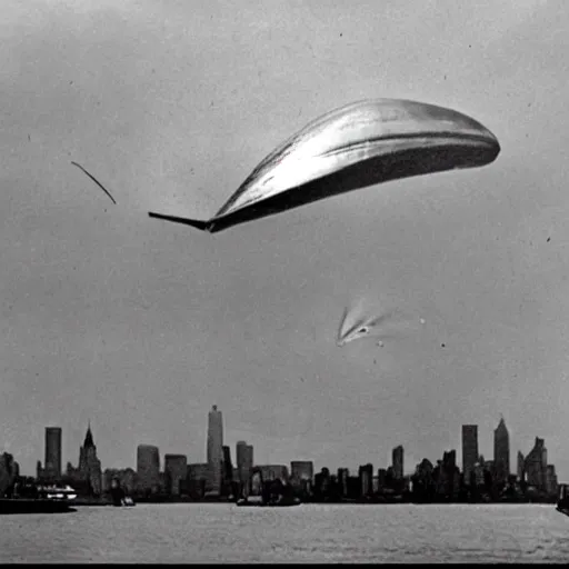 Prompt: photo of giant zeppelin crashing in New York