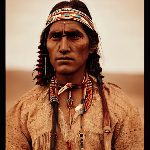 portrait of navaho warrior in the 19th century, depth | Stable ...