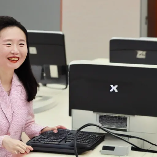 Image similar to xi jingping as 9 0 s it worker dorky smile