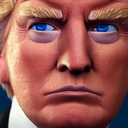 Image similar to close up of donald trump's face, 4 k, octane render